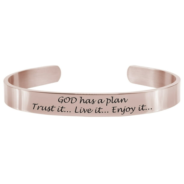 God Has A Plan Pink Box Solid Stainless Steel Inspirational Cuff Brown God Has A Plan Pink Box Solid Stainless Steel Inspirational Cuff Brown
